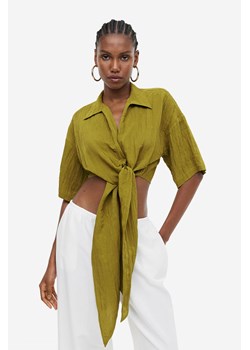 H & M - Bluzka z wiązanym detalem - Zielony ze sklepu H&M w kategorii Koszule damskie - zdjęcie 169675422