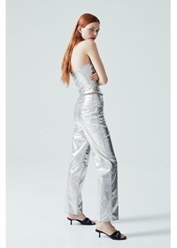 H & M - Spodnie powlekane 90s Straight - Szary ze sklepu H&M w kategorii Spodnie damskie - zdjęcie 169675521