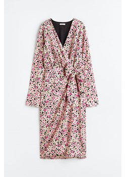 H & M - Kopertowa sukienka z węzłem - Różowy ze sklepu H&M w kategorii Sukienki - zdjęcie 169675761