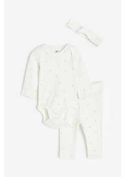 H & M - Bawełniany komplet 3-częściowy - Biały ze sklepu H&M w kategorii Komplety niemowlęce - zdjęcie 169675961