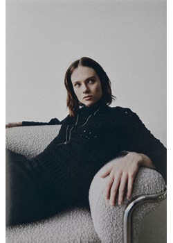 H & M - Sweter w ażurowy splot - Czarny ze sklepu H&M w kategorii Swetry damskie - zdjęcie 169676074