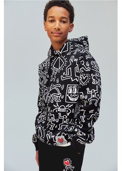H & M - Bluza z kapturem i z motywem - Czarny ze sklepu H&M w kategorii Bluzy chłopięce - zdjęcie 169676121