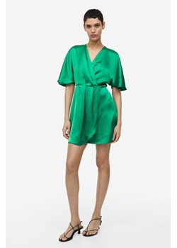 H & M - Satynowa sukienka kopertowa - Zielony ze sklepu H&M w kategorii Sukienki - zdjęcie 169676144