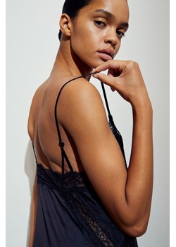 H & M - Satynowa koszula nocna na ramiączkach - Czarny ze sklepu H&M w kategorii Koszule nocne - zdjęcie 169676203