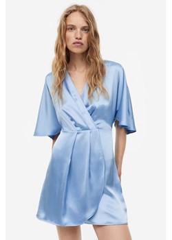 H & M - Satynowa sukienka kopertowa - Niebieski ze sklepu H&M w kategorii Sukienki - zdjęcie 169676332
