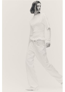 H & M - Elastycznie marszczony top - Biały ze sklepu H&M w kategorii Bluzki damskie - zdjęcie 169676391