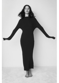 H & M - Długa sukienka z dzianiny w prążki - Czarny ze sklepu H&M w kategorii Sukienki - zdjęcie 169676393