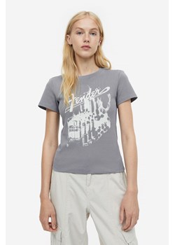 H & M - T-shirt z nadrukiem - Szary ze sklepu H&M w kategorii Bluzki damskie - zdjęcie 169676580