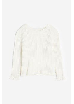 H & M - Sweter o splocie w prążki - Biały ze sklepu H&M w kategorii Swetry dziewczęce - zdjęcie 169676612