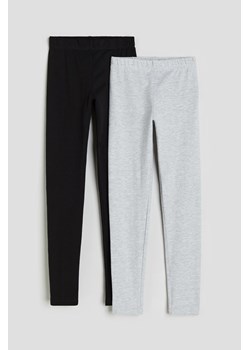 H & M - Bawełniane legginsy 2-pak - Szary ze sklepu H&M w kategorii Spodnie dziewczęce - zdjęcie 169676754