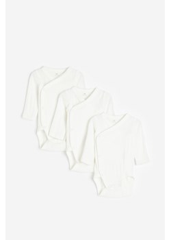 H & M - Kopertowe body 3-pak - Biały ze sklepu H&M w kategorii Body niemowlęce - zdjęcie 169676850