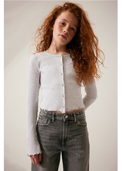 H & M - Kardigan z dżerseju w prążki - Szary ze sklepu H&M w kategorii Swetry dziewczęce - zdjęcie 169677123
