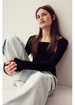 H & M - Sweter o splocie w prążki - Czarny ze sklepu H&M w kategorii Swetry dziewczęce - zdjęcie 169677180
