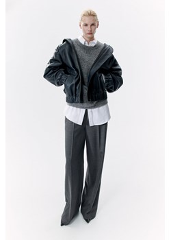 H & M - Szerokie spodnie wełniane - Szary ze sklepu H&M w kategorii Spodnie damskie - zdjęcie 169677282