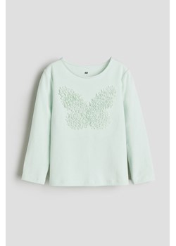 H & M - Dżersejowy top z aplikacją - Turkusowy ze sklepu H&M w kategorii Bluzki dziewczęce - zdjęcie 169677321