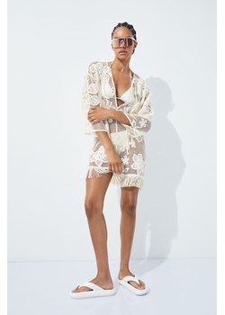 H & M - Plażowa sukienka o wyglądzie szydełkowej robótki - Biały ze sklepu H&M w kategorii Odzież plażowa - zdjęcie 169677334