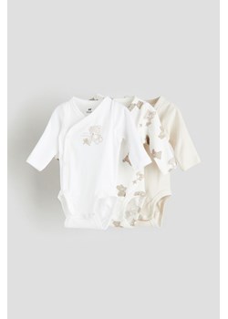 H & M - Kopertowe body 3-pak - Biały ze sklepu H&M w kategorii Body niemowlęce - zdjęcie 169677461