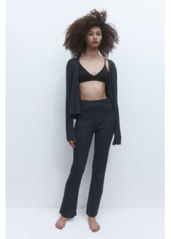 H & M - Spodnie z dzianiny w prążki - Czarny ze sklepu H&M w kategorii Spodnie damskie - zdjęcie 169677471