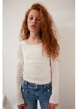 H & M - Top z ażurowego dżerseju z koronką - Biały ze sklepu H&M w kategorii Bluzki dziewczęce - zdjęcie 169677582