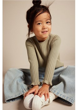 H & M - Sweter o splocie w prążki - Zielony ze sklepu H&M w kategorii Swetry dziewczęce - zdjęcie 169677633
