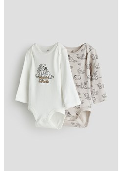 H & M - Body z długim rękawem 2-pak - Biały ze sklepu H&M w kategorii Odzież dla niemowląt - zdjęcie 169677864