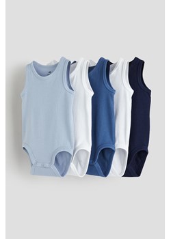 H & M - Bawełniane body 5-pak - Niebieski ze sklepu H&M w kategorii Body niemowlęce - zdjęcie 169677943