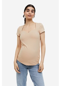 H & M - MAMA Dżersejowy top - Beżowy ze sklepu H&M w kategorii Bluzki ciążowe - zdjęcie 169677964