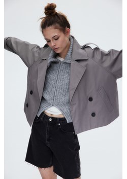 H & M - Krótka kurtka bosmanka z diagonalu - Szary ze sklepu H&M w kategorii Kurtki damskie - zdjęcie 169677974