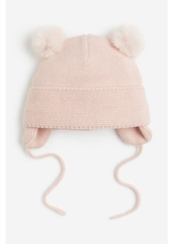 H & M - Ocieplana dzianinowa czapka z nausznikami - Różowy ze sklepu H&M w kategorii Czapki dziecięce - zdjęcie 169678092