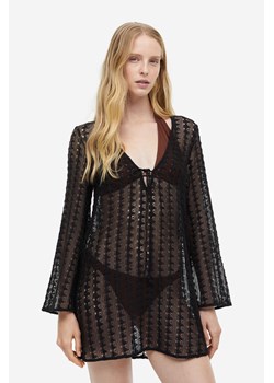 H & M - Tunika plażowa o wyglądzie szydełkowej robótki - Czarny ze sklepu H&M w kategorii Sukienki - zdjęcie 169678262
