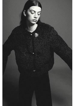 H & M - Krótka kurtka miś - Czarny ze sklepu H&M w kategorii Kurtki damskie - zdjęcie 169678444