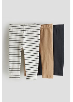 H & M - Bawełniane legginsy 3-pak - Beżowy ze sklepu H&M w kategorii Spodnie dziewczęce - zdjęcie 169678623