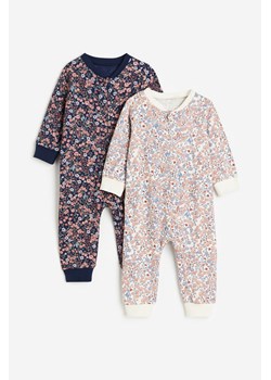 H & M - Bawełniana piżama we wzory 2-pak - Niebieski ze sklepu H&M w kategorii Pajacyki - zdjęcie 169678712
