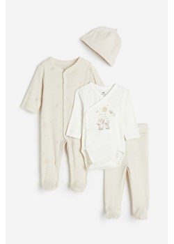 H & M - Zestaw podarunkowy 4-częściowy - Brązowy ze sklepu H&M w kategorii Komplety niemowlęce - zdjęcie 169678954