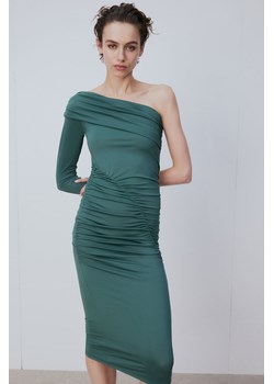 H & M - Drapowana sukienka z odkrytymi ramionami - Zielony ze sklepu H&M w kategorii Sukienki - zdjęcie 169679224