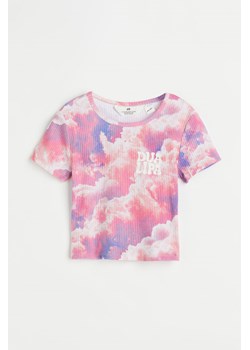 H & M - Krótki T-shirt z nadrukiem - Różowy ze sklepu H&M w kategorii Bluzki dziewczęce - zdjęcie 169679290