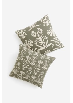 H & M - Wzorzysta poszewka na poduszkę 2-pak - Zielony ze sklepu H&M w kategorii Poszewki na poduszki - zdjęcie 169679444