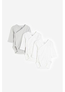 H & M - Body z długim rękawem 3-pak - Biały ze sklepu H&M w kategorii Body niemowlęce - zdjęcie 169679503