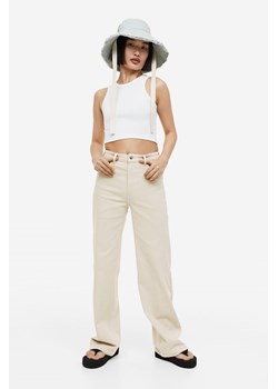 H & M - Szerokie spodnie z diagonalu - Beżowy ze sklepu H&M w kategorii Spodnie damskie - zdjęcie 169679700