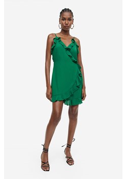 H & M - Kopertowa sukienka z falbaną - Zielony ze sklepu H&M w kategorii Sukienki - zdjęcie 169679754