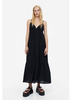 H & M - Bawełniana sukienka z falbaniastym dołem - Czarny ze sklepu H&M w kategorii Sukienki - zdjęcie 169679901