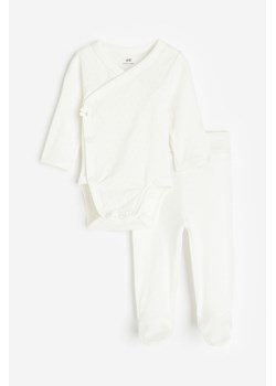 H & M - Bawełniany komplet 2-częściowy - Biały ze sklepu H&M w kategorii Komplety niemowlęce - zdjęcie 169680010