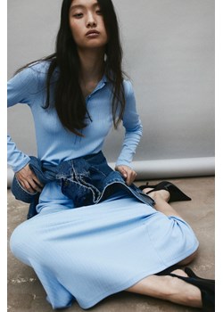 H & M - Dżersejowa sukienka z kołnierzykiem - Niebieski ze sklepu H&M w kategorii Sukienki - zdjęcie 169680201