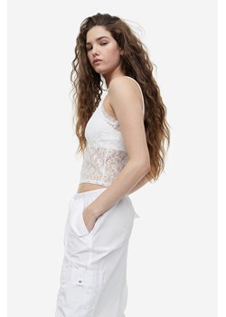H & M - Koronkowy top na ramiączkach - Biały ze sklepu H&M w kategorii Bluzki damskie - zdjęcie 169680214