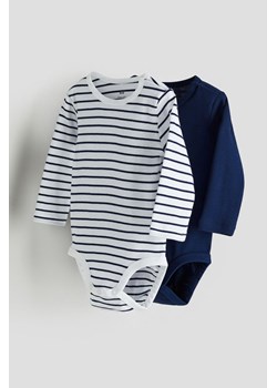 H & M - Body z długim rękawem 2-pak - Niebieski ze sklepu H&M w kategorii Body niemowlęce - zdjęcie 169680464