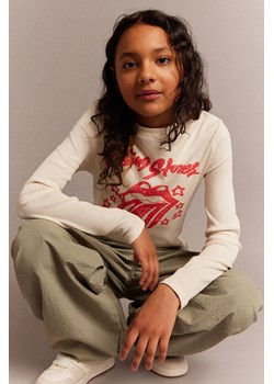 H & M - Top z dżerseju w prążki - Biały ze sklepu H&M w kategorii Bluzki dziewczęce - zdjęcie 169680493