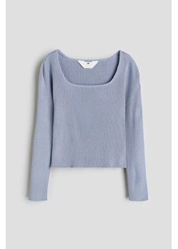 H & M - Sweter o splocie w prążki - Niebieski ze sklepu H&M w kategorii Swetry dziewczęce - zdjęcie 169680734