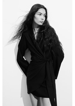 H & M - Kopertowa sukienka z domieszką lnu - Czarny ze sklepu H&M w kategorii Sukienki - zdjęcie 169680970