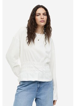 H & M - Top z elastycznym marszczeniem - Biały ze sklepu H&M w kategorii Bluzki damskie - zdjęcie 169681000
