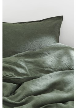 H & M - Komplet lnianej pościeli pojedynczej - Zielony ze sklepu H&M w kategorii Pościele - zdjęcie 169681063